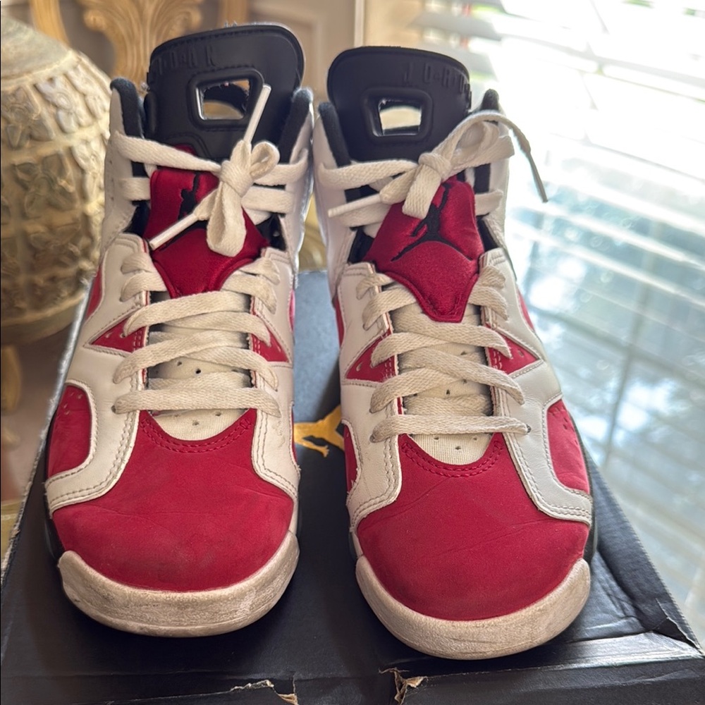 Jordan 6 Red and White Kids Sneakers - Picture 9 of 10